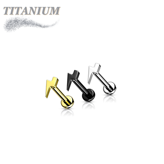 Titanium Internally Threaded Lightening Bolt Labret