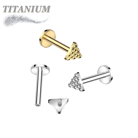Titanium Internally Threaded Pinhole Pattern Triangle Labret