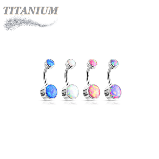 Titanium Premium Bezel Set Opal Belly Bananas Internally Threaded