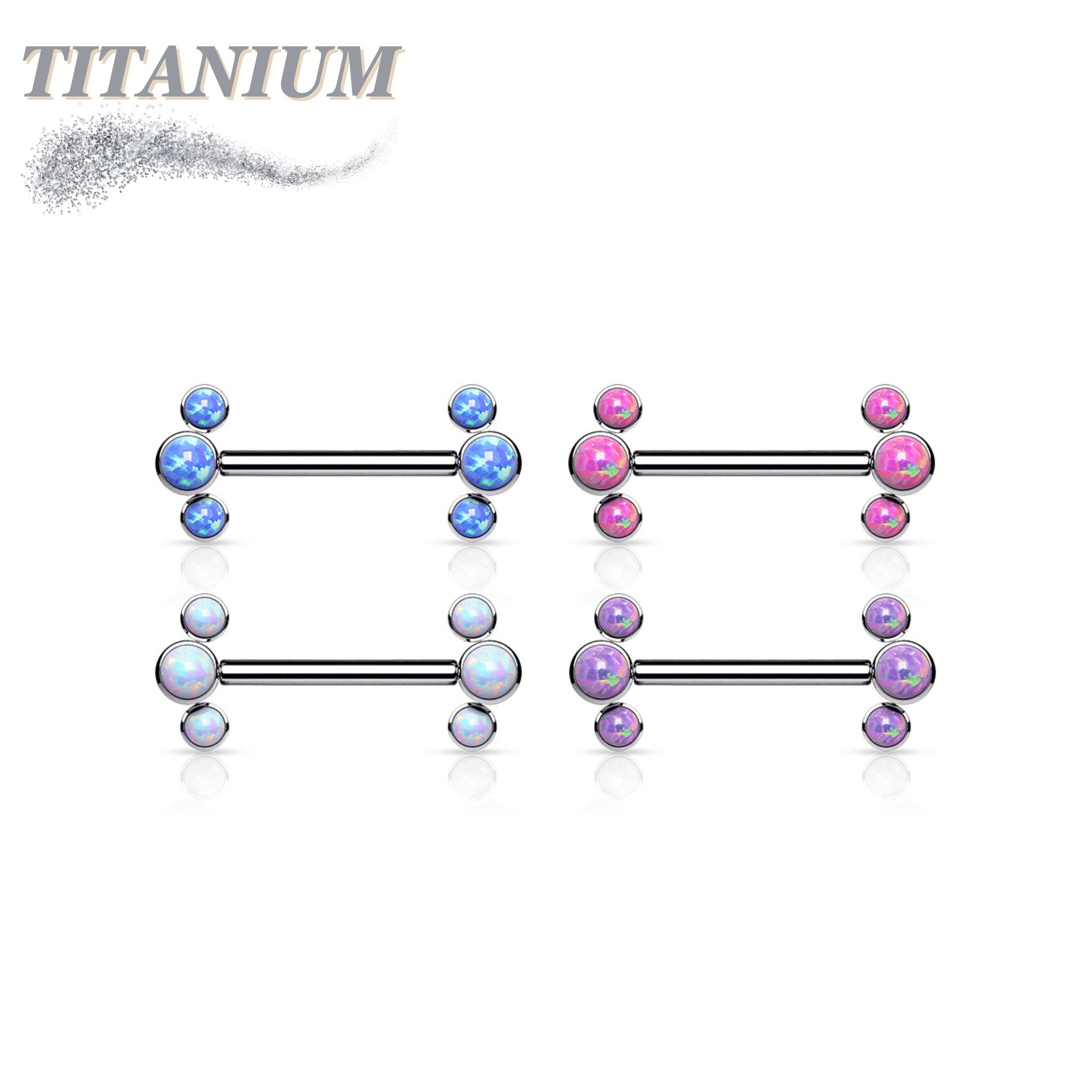 Titanium Opal 3 Curve Ends Forward Face Internal Thread Nipple Bars ...