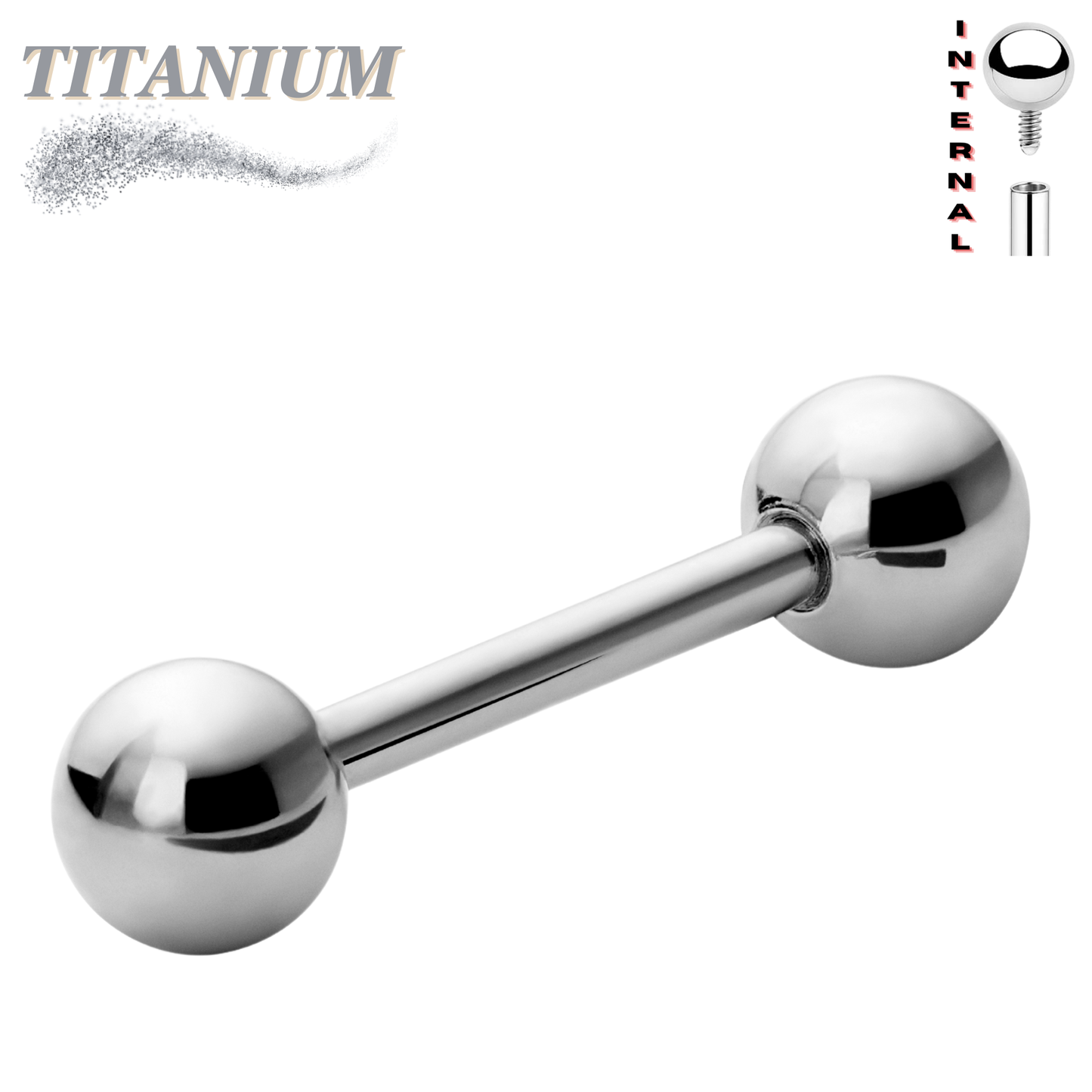Titanium Internally Threaded Straight Barbells - Silver