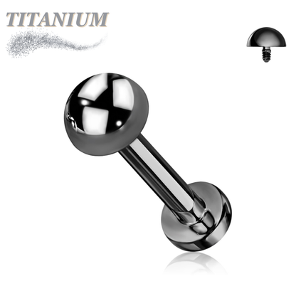 Titanium Internally Threaded Labret w/ 4mm Round Dome Top