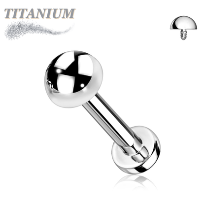 Titanium Internally Threaded Labret w/ 4mm Round Dome Top