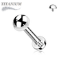 Titanium Internally Threaded Labret w/ 4mm Round Dome Top