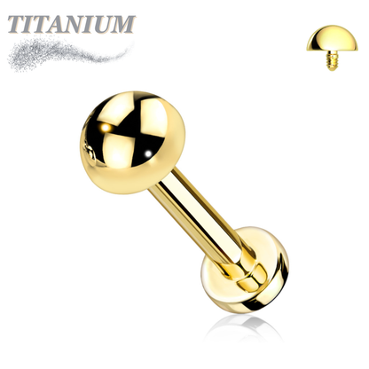 Titanium Internally Threaded Labret w/ 4mm Round Dome Top