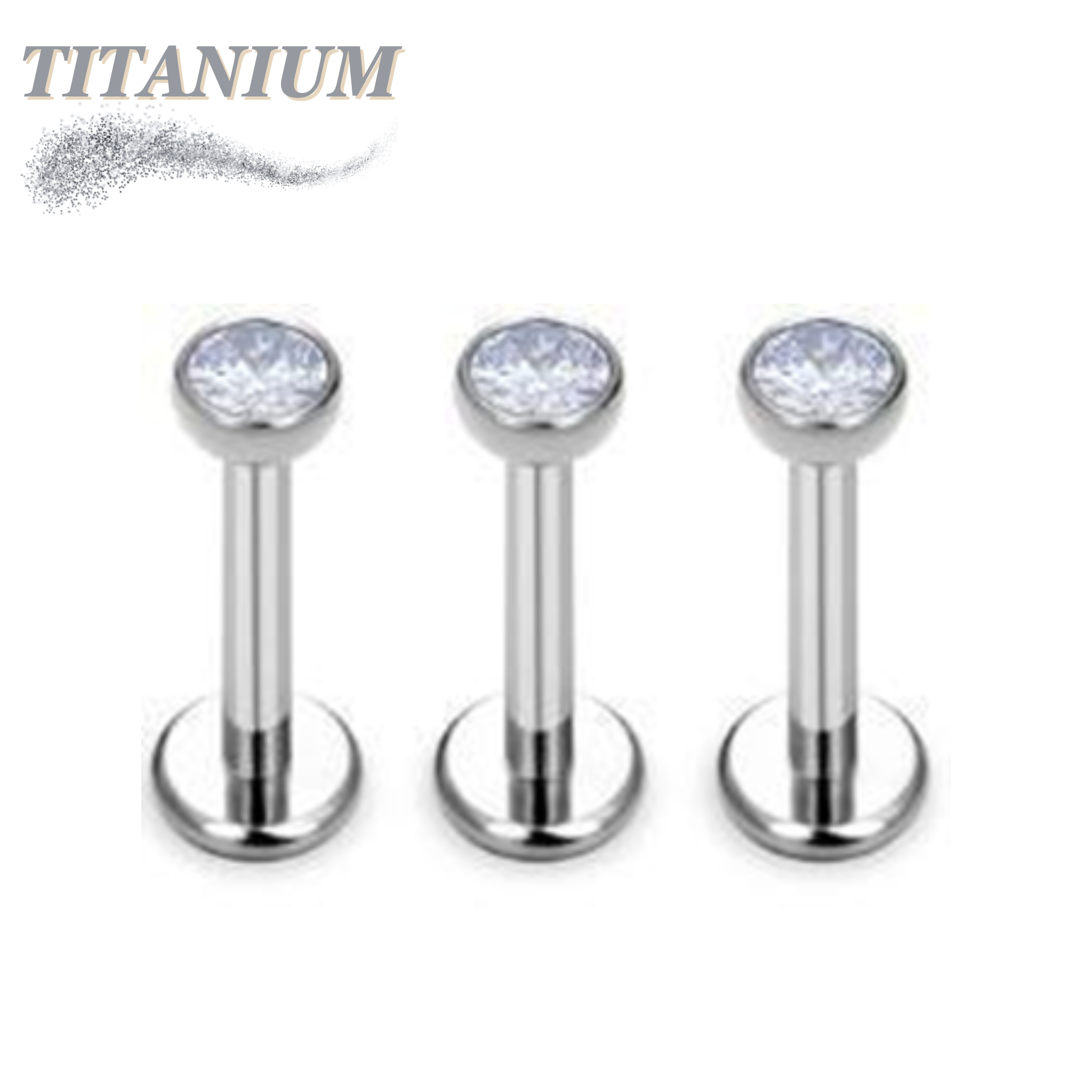 Threadless Titanium Labret with CZ Bezel Set Top (4mm Base) – Pierced ...