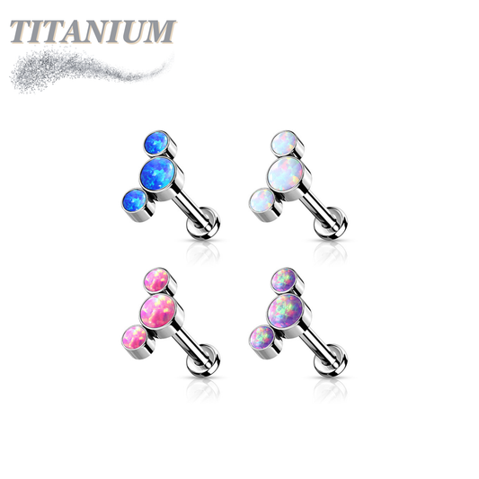 Threadless Titanium Flat Back Labret Combo with 3 Opal Curve Top