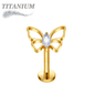 Threadless Titanium Flat Back Labret Combo with Butterfly Top