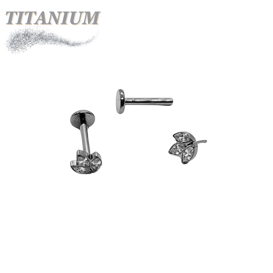 Titanium Threadless Triple CZ Cluster Labret Combo