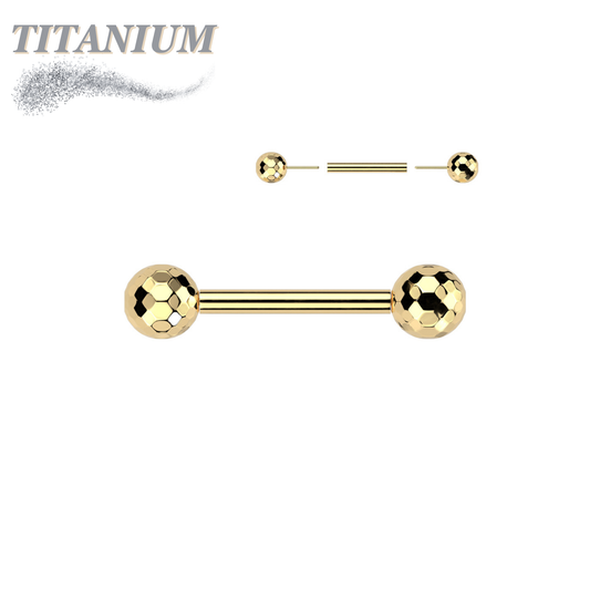 Threadless Titanium Barbell with Disco Balls
