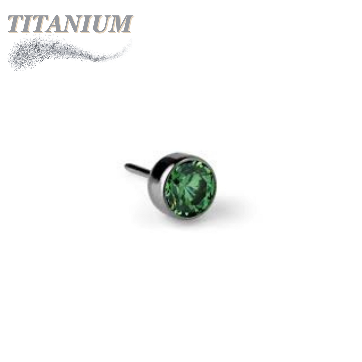 Threadless Zircon Bezel Set Gem Titanium Ball Top Only