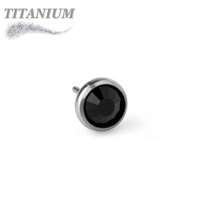 Threadless Zircon Bezel Set Gem Titanium Ball Top Only