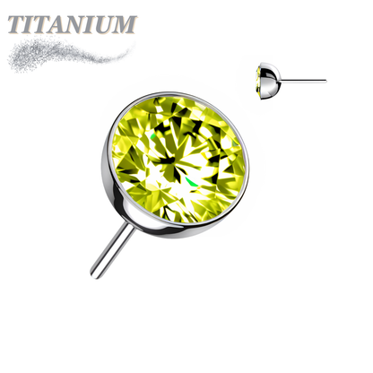 Threadless Zircon Bezel Set Gem Titanium Ball Top Only