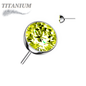 Threadless Zircon Bezel Set Gem Titanium Ball Top Only