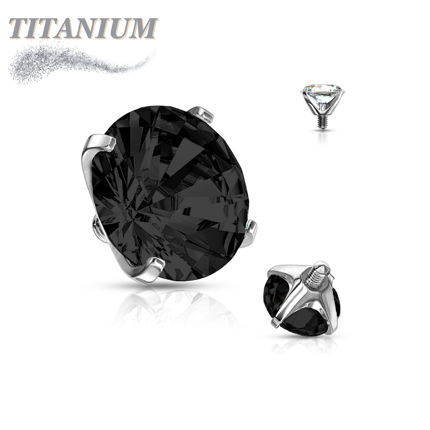 Internally Threaded Titanium Prong Gem Tops