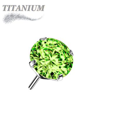 Threadless Titanium Zircon Prong Gem Top Only