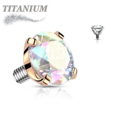 Internally Threaded Titanium Prong Gem Tops