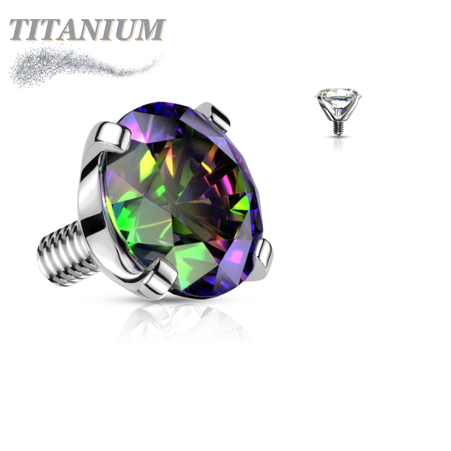 Internally Threaded Titanium Prong Gem Tops