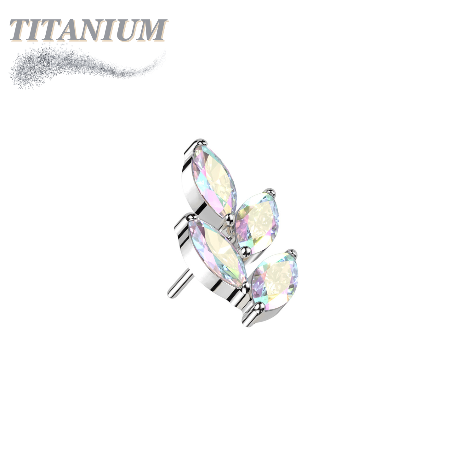 Threadless Titanium CZ Marquise Leaf Top Only