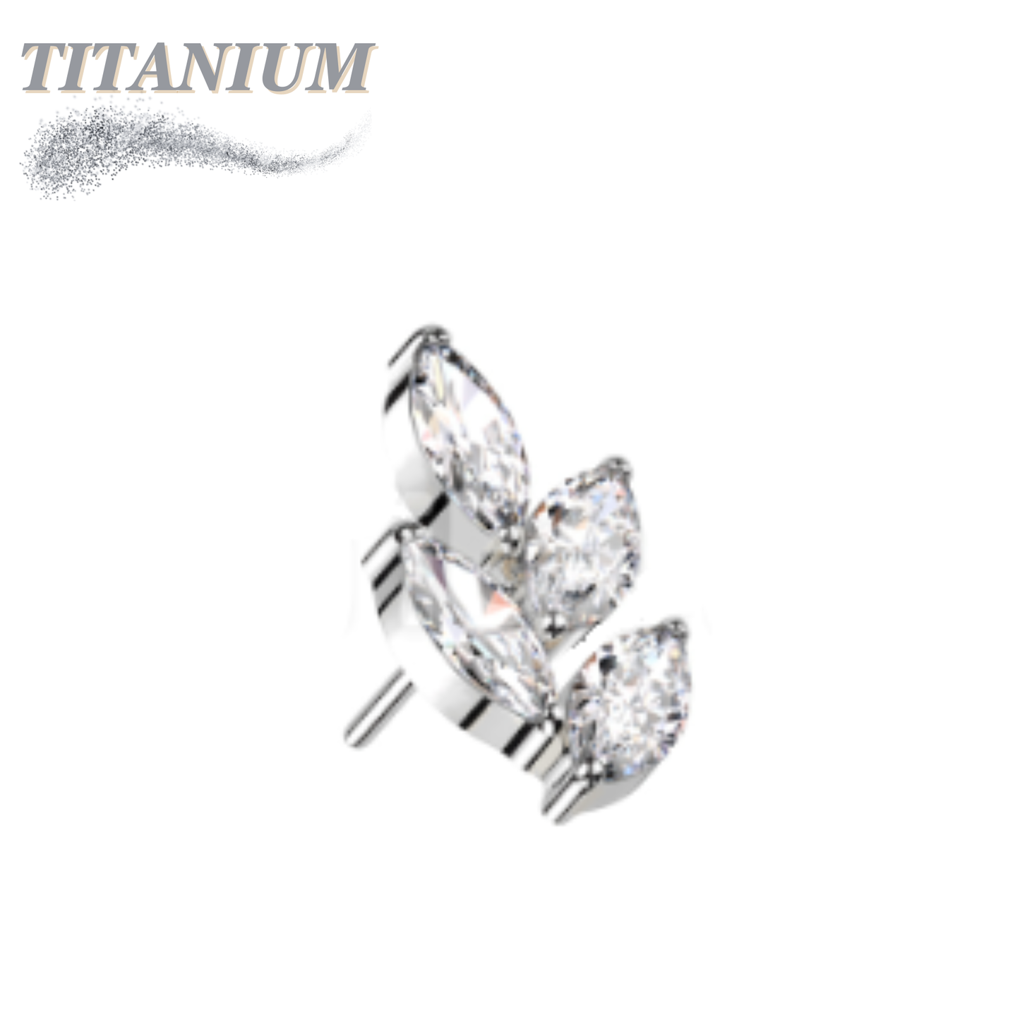 Threadless Titanium CZ Marquise Leaf Top Only