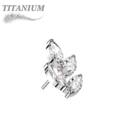 Threadless Titanium CZ Marquise Leaf Top Only