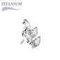 Threadless Titanium CZ Marquise Leaf Top Only