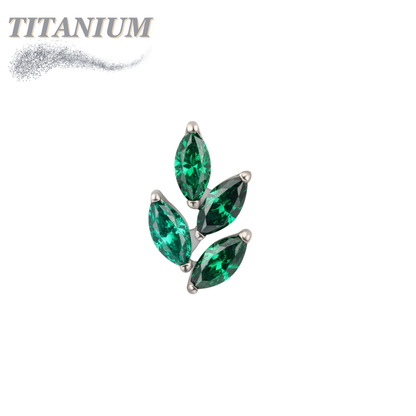 Threadless Titanium CZ Marquise Leaf Top Only