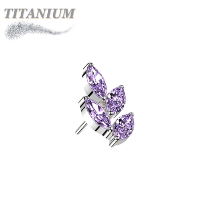Threadless Titanium CZ Marquise Leaf Top Only