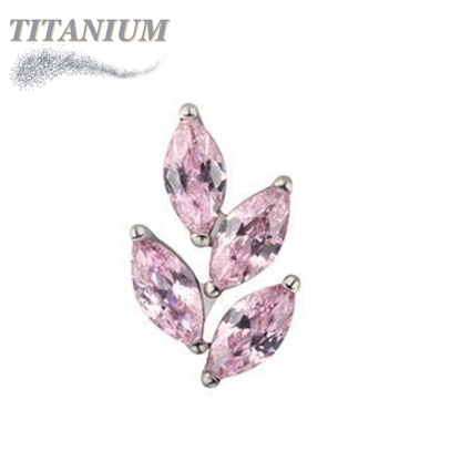 Threadless Titanium CZ Marquise Leaf Top Only