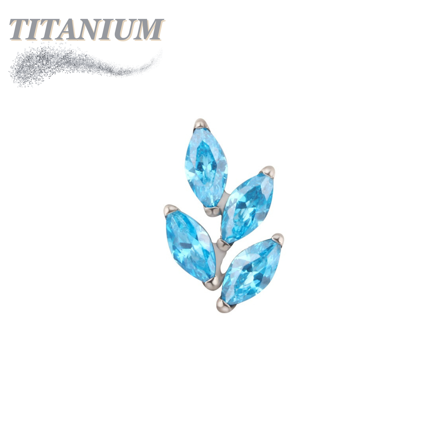 Threadless Titanium CZ Marquise Leaf Top Only