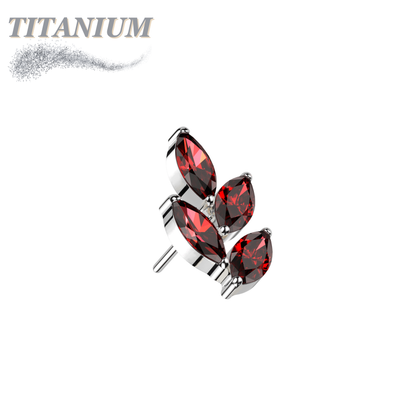 Threadless Titanium CZ Marquise Leaf Top Only