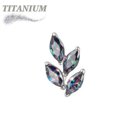 Threadless Titanium CZ Marquise Leaf Top Only