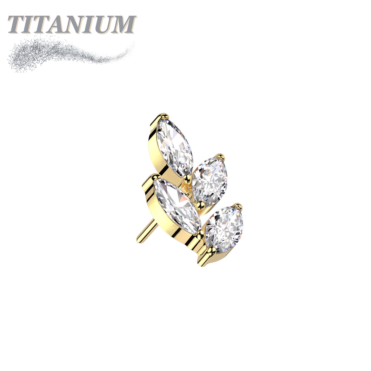 Threadless Titanium CZ Marquise Leaf Top Only