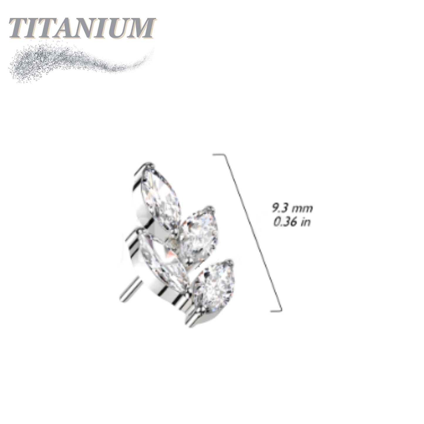 Threadless Titanium CZ Marquise Leaf Top Only