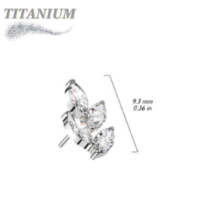 Threadless Titanium CZ Marquise Leaf Top Only
