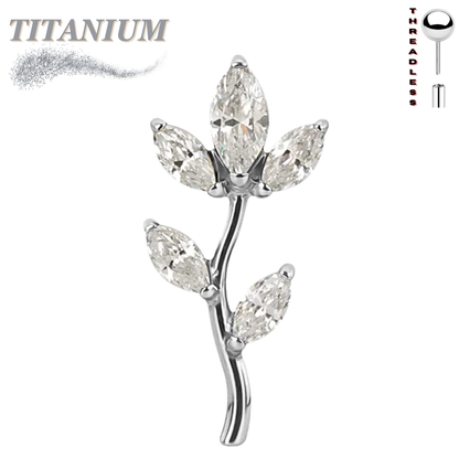 Titanium Threadless CZ Tree Top Only