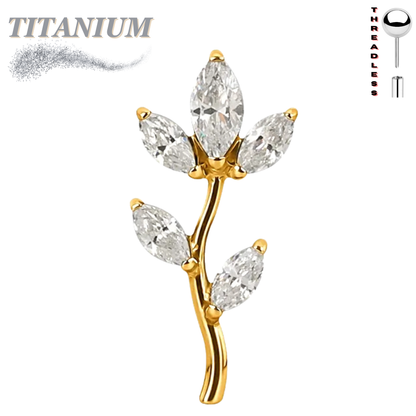 Titanium Threadless CZ Tree Top Only