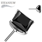 Threadless Titanium Square Gem in Claw Set - Top Only