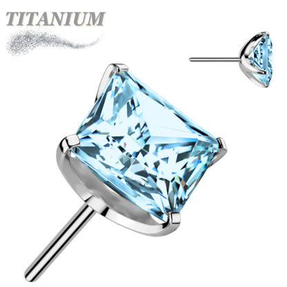 Threadless Titanium Square Gem in Claw Set - Top Only