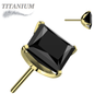 Threadless Titanium Square Gem in Claw Set - Top Only