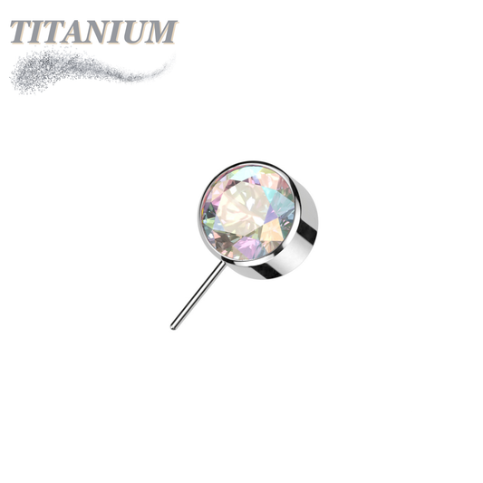 Threadless Front Facing Zircon Bezel Set Gem Top Only