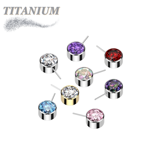 Threadless Front Facing Zircon Bezel Set Gem Top Only