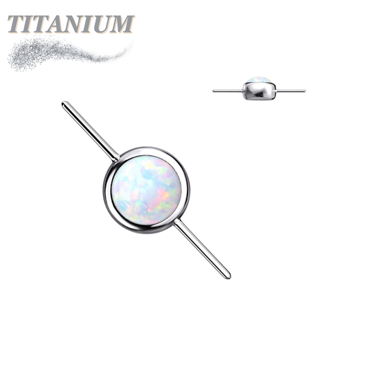 Titanium Threadless Bezel Opal Connector Top Only