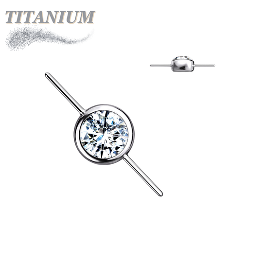 Titanium Threadless Bezel CZ Connector Top Only