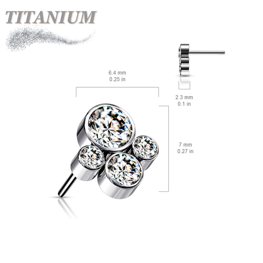 Threadless Titanium 4 Gem Pet Paw Top Only