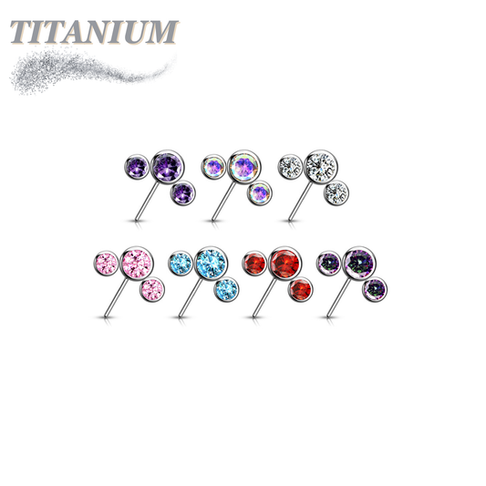 Threadless Front Facing 3 CZ Bezel Curve Top Only