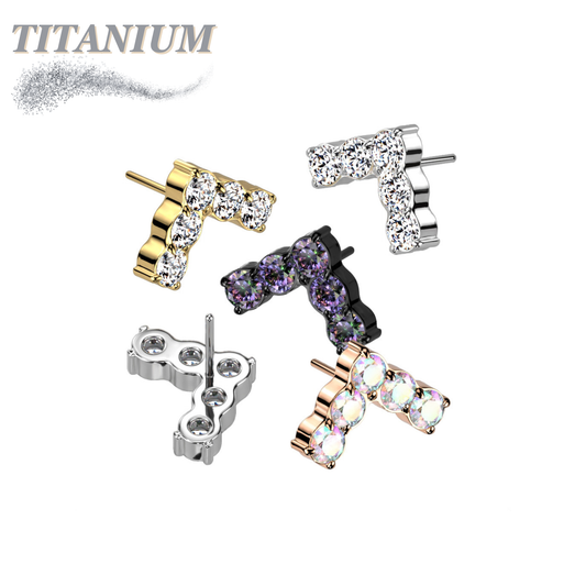 Threadless Titanium CNC Set CZ Chevron Top Only