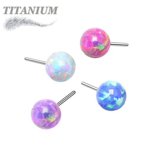 Titanium Threadless Opal Ball Top Only
