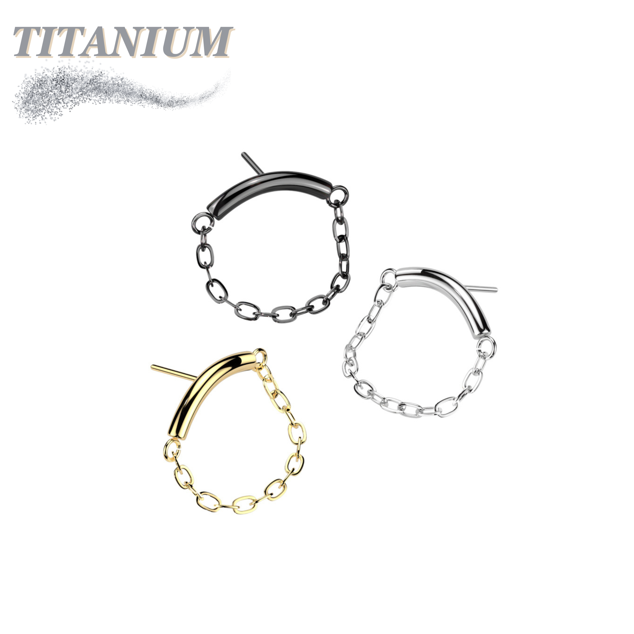 Threadless Titanium Hidden Helix Single Chain Drape Top Only – Pierced ...