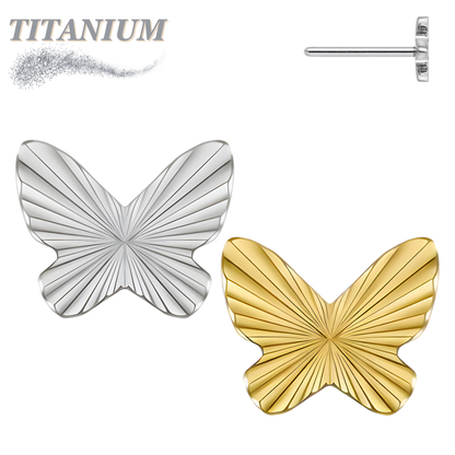 Titanium Threadless Ridged Butterfly  (Top Only)